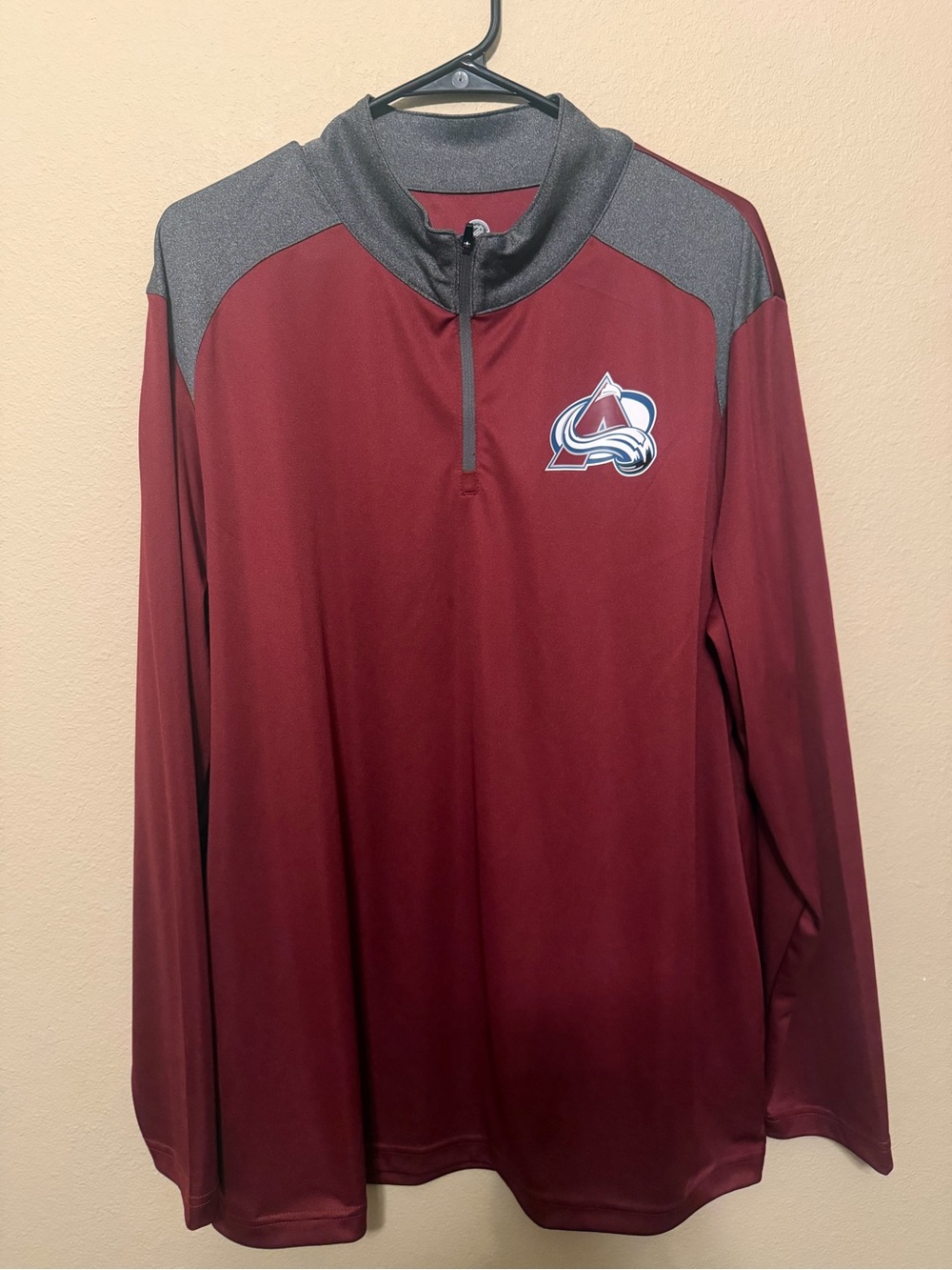 NHL Colorado Avalanche Men's XL 1/4 Zip Pullover - Burgundy/Gray - NWOT